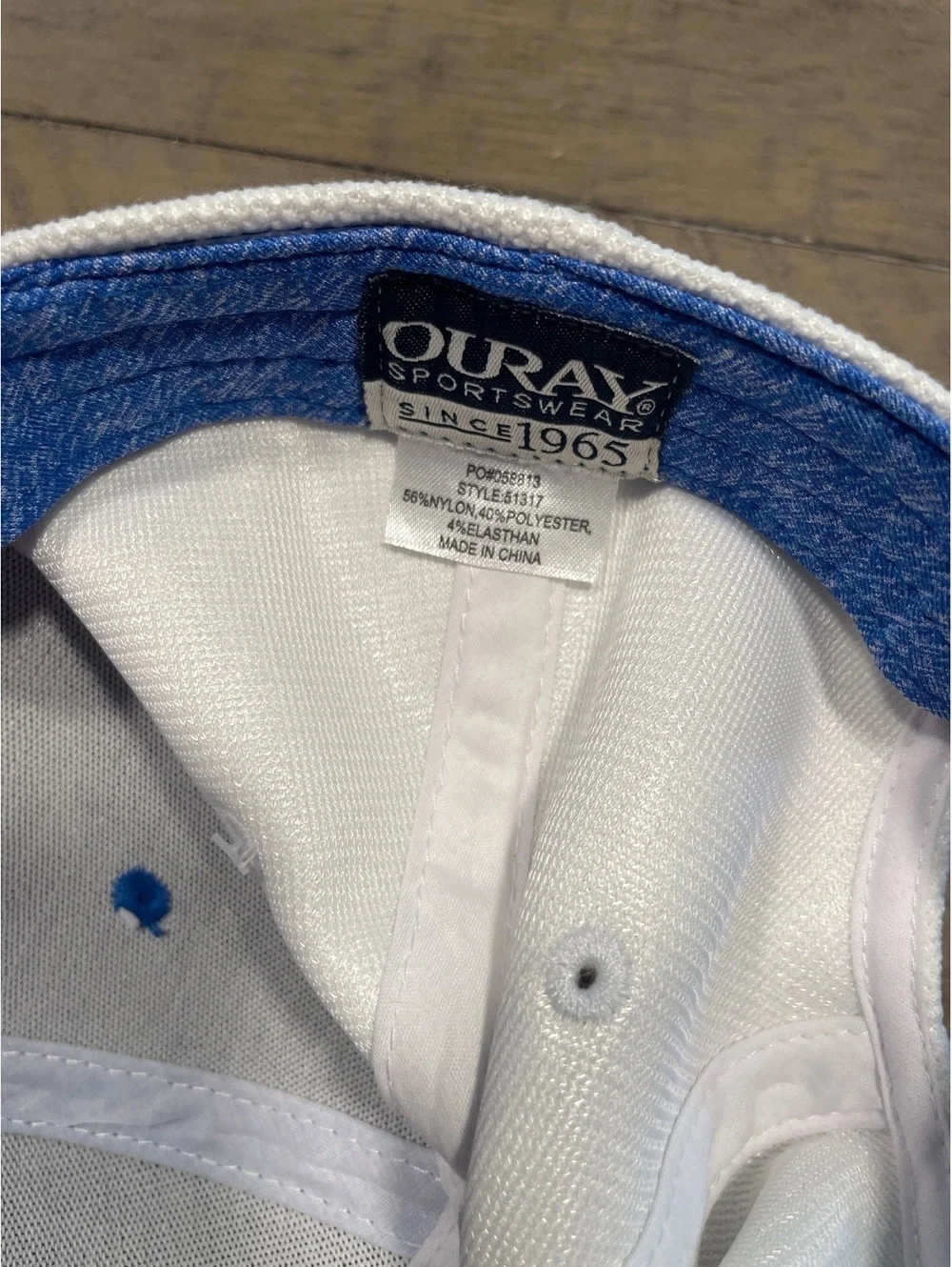 Ouray Sportswear Blue and White Adjustable Baseball Cap with Embroidered Logo